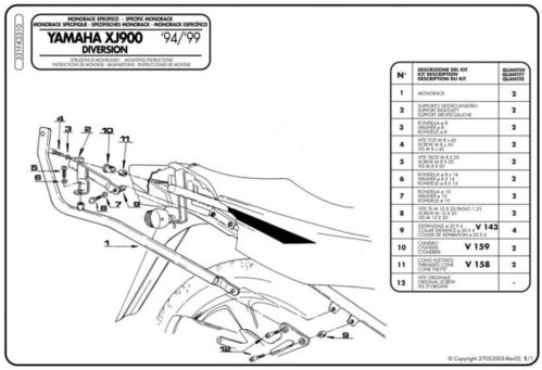 GIVI Attacco posteriore specifico per bauletto Yamaha XJ 900 Diversion (94 > 05)