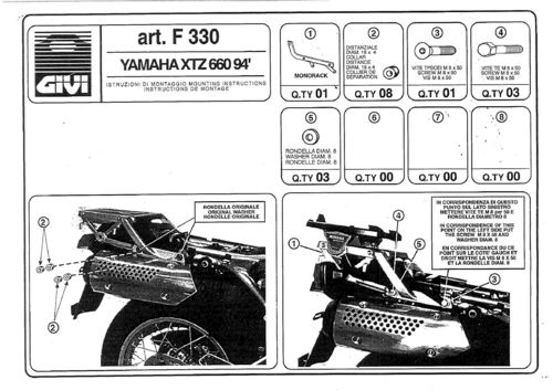 GIVI Attacco bauletto posteriore specifico per Yamaha XTZ 660 ('94)