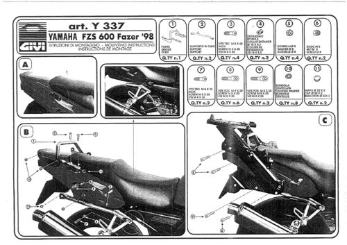 GIVI Kit attacchi Wingrack specifici per Yamaha FZS Fazer 600 ('98)