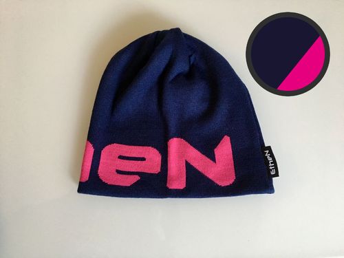 Ethen berretta invernale blu con logo rosa